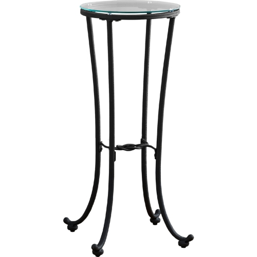 Accent Table in Hammered Black Metal with Tempered Glass